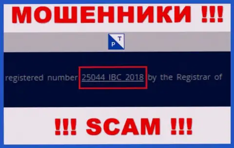 Регистрационный номер компании Plaza Trade, возможно, что липовый - 25044 IBC 2018