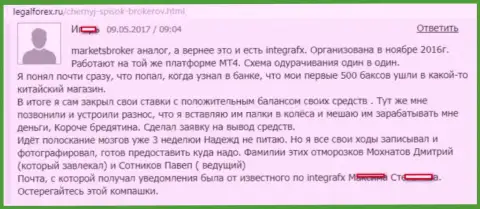 В IntegraFX не отдают деньги - будьте осторожны