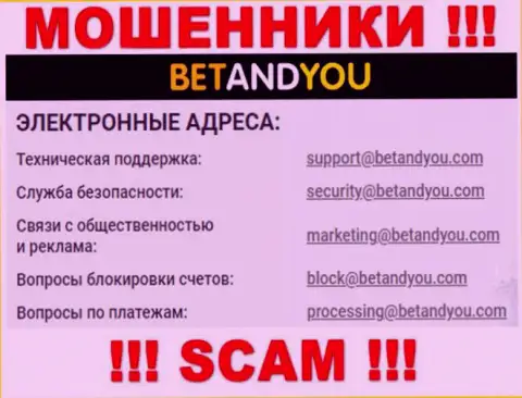 Этот адрес электронного ящика принадлежит искусным internet мошенникам BetandYou