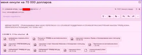 Трейд ком развели форекс игрока на 70 000 долларов