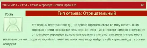 Мошеннические действия в Гранд Капитал с рыночной стоимостью валютных пар