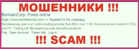 БорманКорп - это ЖУЛИКИ !!! SCAM !!!