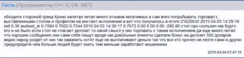 Проскальзывания в ФОРЕКС компании ГрандКапитал тоже бывают