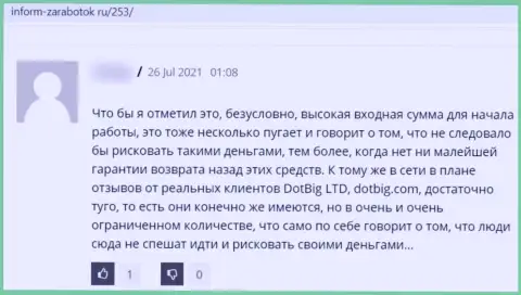 Нелестный отзыв об организации Dot Big - это наглые internet мошенники