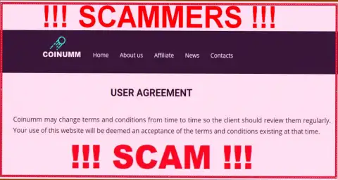 Coinumm Scammers can remake their agreement at any time