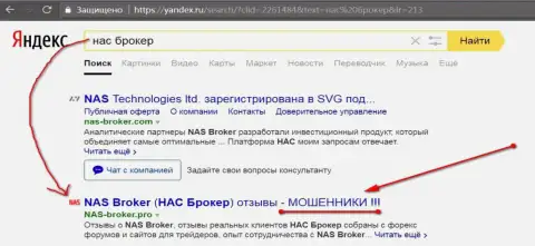 Первые 2 строчки Яндекса - NAS-Broker мошенники !!!