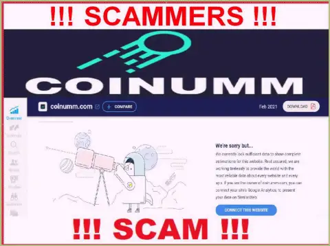 There isn't information about Coinumm Com scammers on similarweb