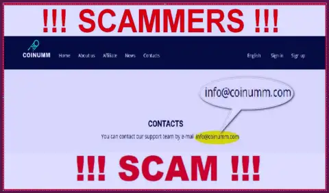 Coinumm Com scammers e-mail