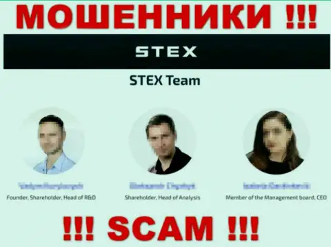 Кто точно руководит Stex непонятно, на сайте кидал предложены липовые данные