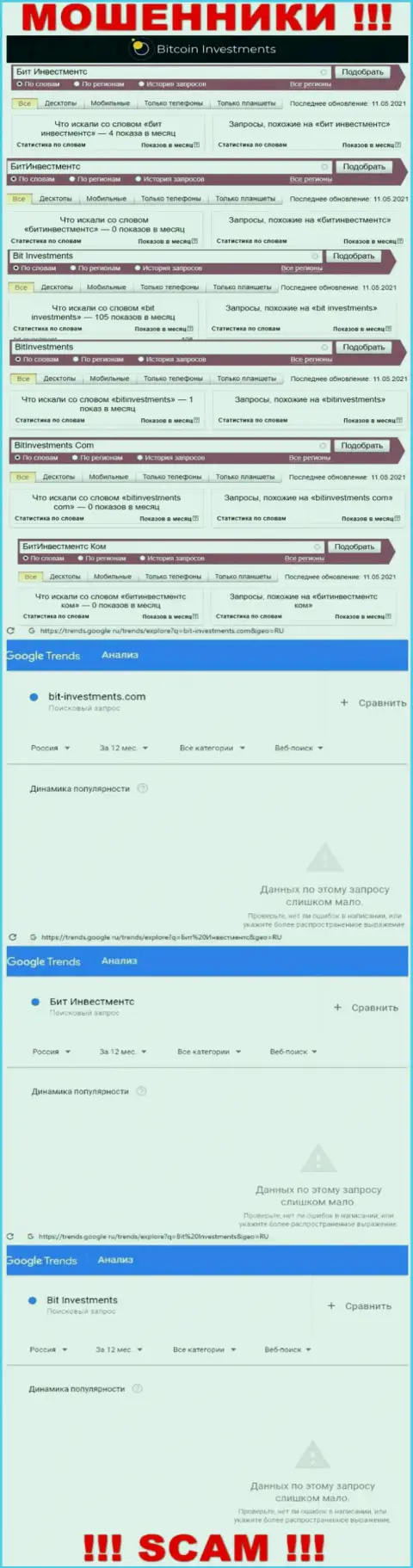 Сведения по онлайн запросам в сети Интернет инфы об мошенниках Bitcoin Investments