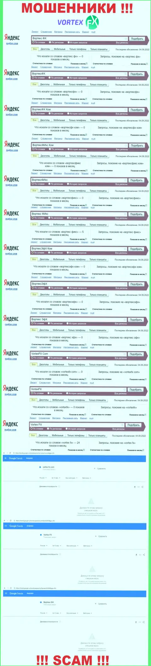 Статистика запросов по бренду Vortex FX в сети Интернет