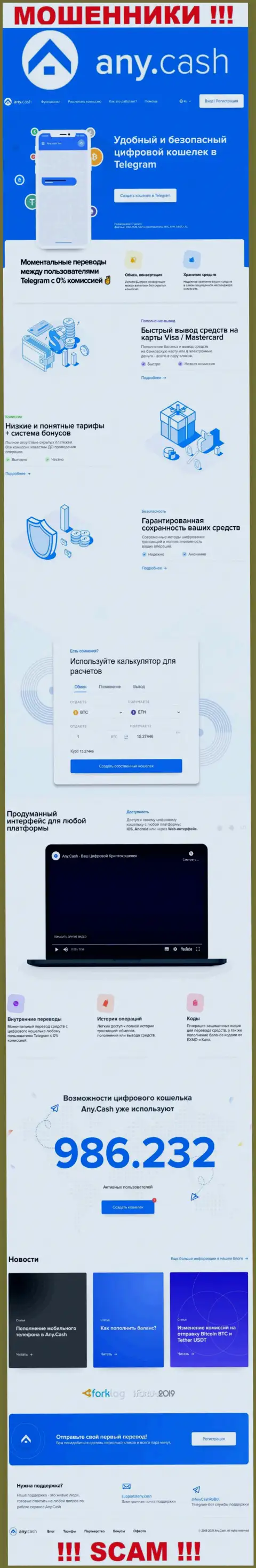 Any Cash - это сайт компании Any Cash, типичная страничка мошенников
