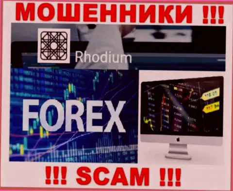 Сфера деятельности неправомерно действующей конторы RhodiumForex - это ФОРЕКС