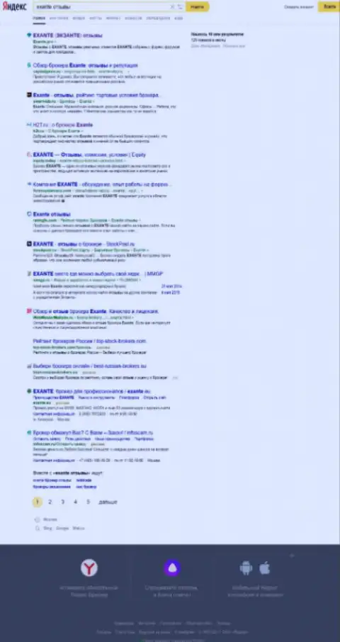 В Google Exante.Pro также занимает первую строку выдачи поисковика всемирной сети