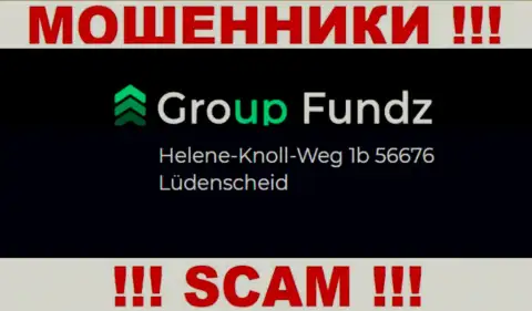 Официальный адрес мошеннической организации GroupFundz липовый