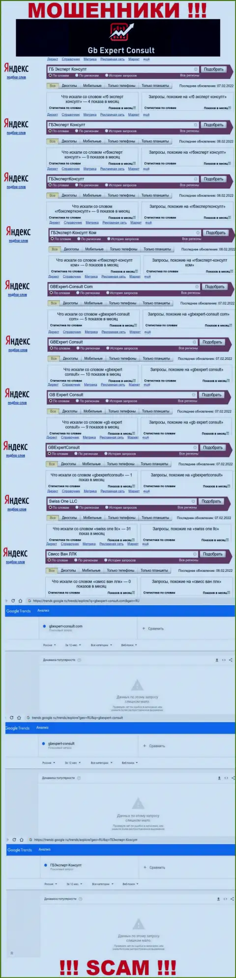 Сколько именно раз интересовались лохотронным проектом ГБ Эксперт Консулт ?