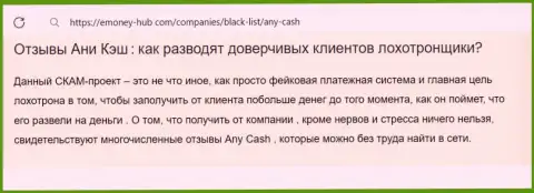 РАЗВОД !!! Обзорная статья о организации Any Cash