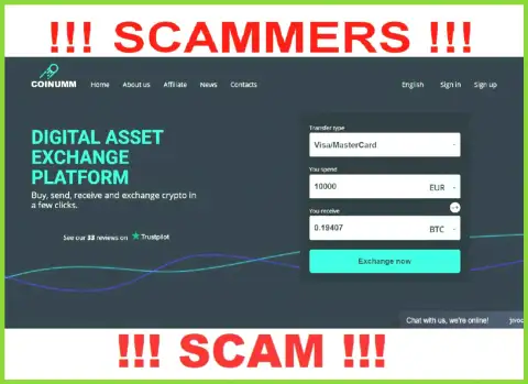 Coinumm Com scammers home page