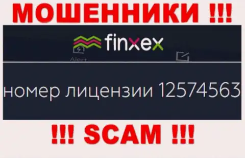 Finxex Com прячут свою мошенническую сущность, размещая на своем онлайн-ресурсе лицензию